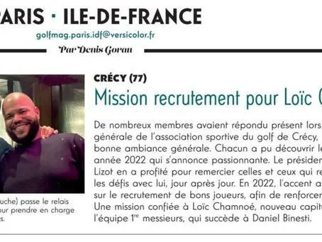 Loïc Chamnoé dans le Golf Magazine